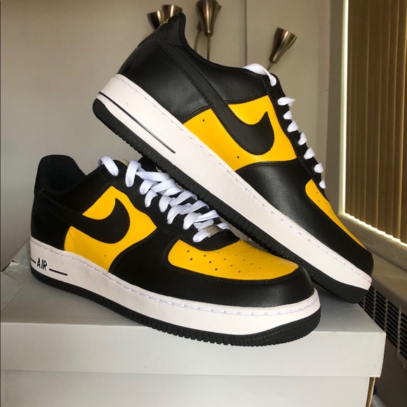 black and yellow air force ones high tops